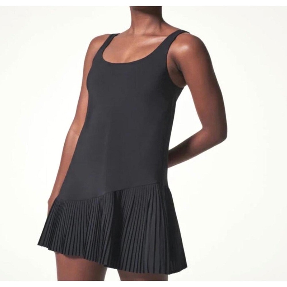 Spanx Get Moving Yes Pleated Hem Activewear Dress Athleisure Black Large Women